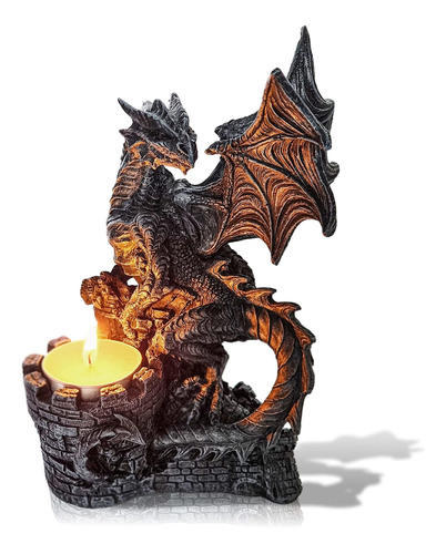 Carvia Gifts Estatua De Dragón Con Soporte Para Luz De Té, E