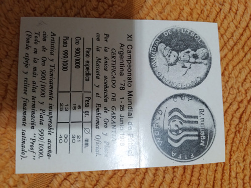 Moneda De Plata Del Mundial 1978 Con El Gauchito (Usado)