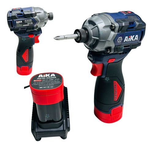 Parafusadeira De Impacto 1/4 Aika 16v Ad-w150b C/ 2 Baterias Cor Azul Frequência 60