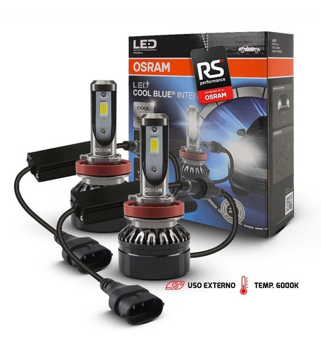 Kit Par Lâmpadas Led Osram H8 H11 H16 Pgj19 Farol Dianteiro