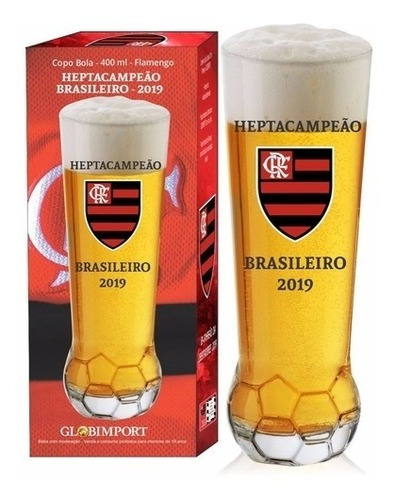 Copo Bola Flamengo Heptacampeão Para Cerveja E Chopp 400ml Cor Transparente