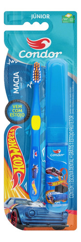 Escova Dental Macia Hot Wheels Condor Júnior Cabeça P Grátis Estojo Protetor