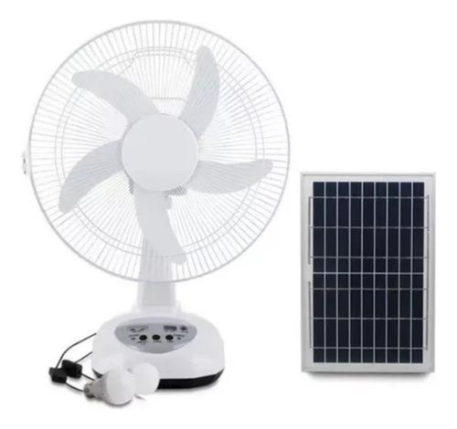 Ventilador Solar Recargable Panel 2 Bombilllos 2 Velocidades