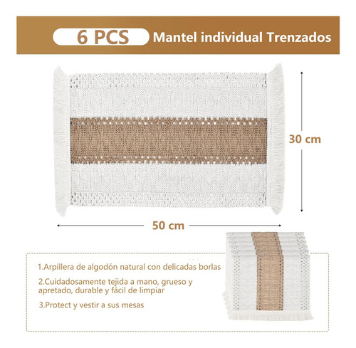 Manteles Individuales Para Mesa, 6 Pcs Mantel Individual