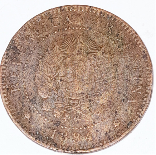 1 Centavo Patacon Cobre 1884 Moneda Argentina 