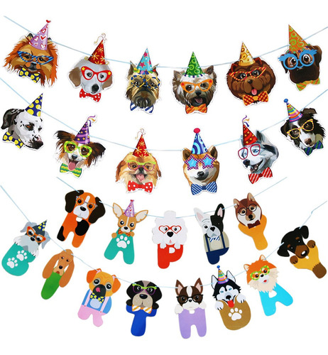 Banderines Decorativos Para Fiesta De Cumpleaños De Perro Ma