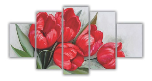 Quadros Decorativos Floral Flores Buquê De Tulipas Vermelhas