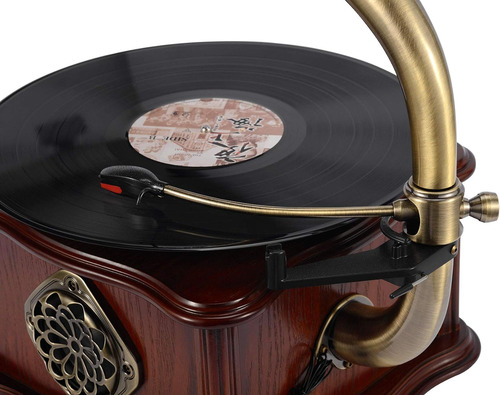Tocadiscos Vintage Tipo Fonografo Meageal Bluetooth Y Fm