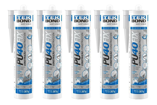 Imagem 2 de 2 de Adesivo Silicone Pu 40 Fix Construção Tek Bond Kit 5 Unid