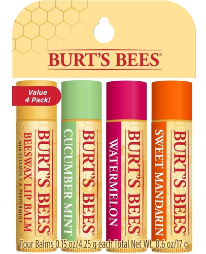 Imagen 1 de 3 de Kit Burt's Bees Freshly Picked Lip Balm 4 Un