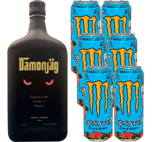 Licor Damonjag 36° 1 L+ 6 Monster Energy Mango Loco 473ml