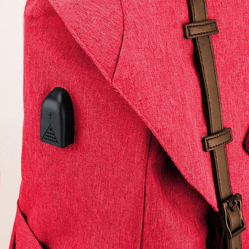 Mochila Himawari Okta 21 Litros Mochilero Con Usb Viajes Color Rojo