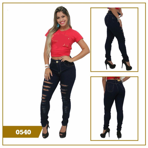 Kit 3 Unidades Calça Jeans Feminina Lycra Cos Alto Atacado