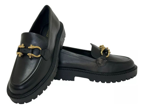 Sapato Mocassim Arezzo Couro Legitimo Soft Preto Classico