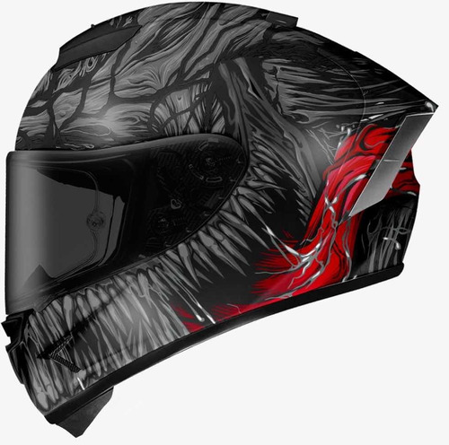 Casco Para Moto Kov Aircut Carnivor Negro/ Gris Color Negro Tamaño del casco 2X