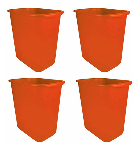 Pack De 4 Cestos Rectangulares 13 L Color Naranja