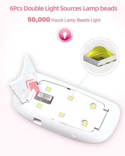 Imagen 6 de 10 de Secador De Uñas Lampara Uv Led Sun Mini Seca Esmalte Crazy