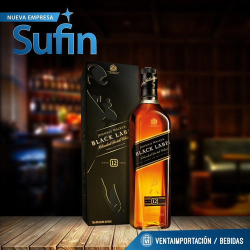 Imagen 2 de 2 de Whisky Johnnie Walker Black Label X 750 Con Estuche - Sufin