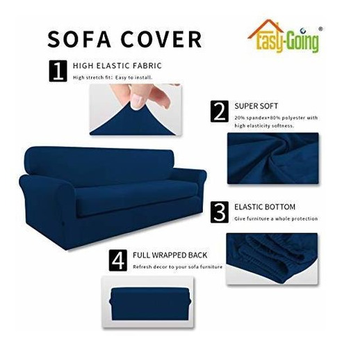 Funda De Sofa Easy-goin Elastica Microfibra 2 Piezas Marino