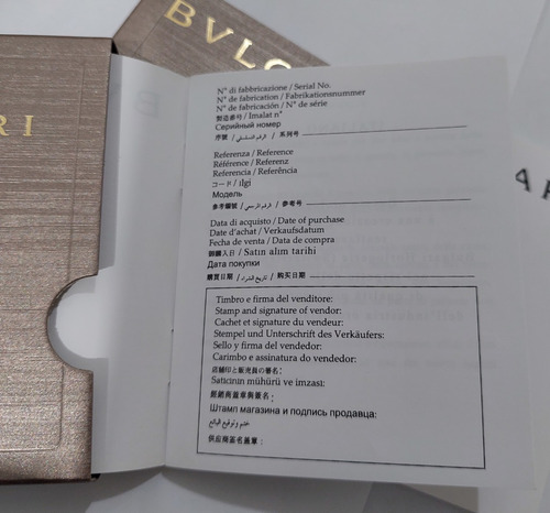 Garantia Para Relógio Bvlgari