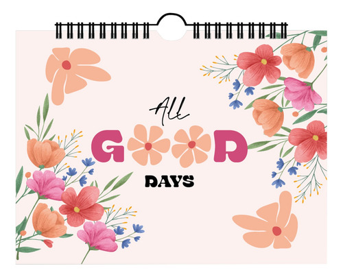 Bloc De Notas Inspirador Con Tema De Flores De Borde, 12 Mes