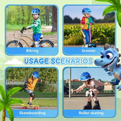 A Casco Infantil Ligero Y Ajustable Con Diseño Dinosaurio 3d