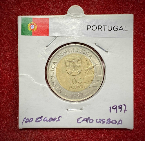 Moneda 100 Escudos Portugal 1997 Km 693 Expo Lisboa Bimetal