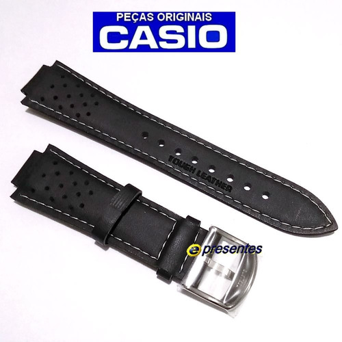 Pulseira Casio Ef-307l / Rl-300l Couro Preto 100% Original