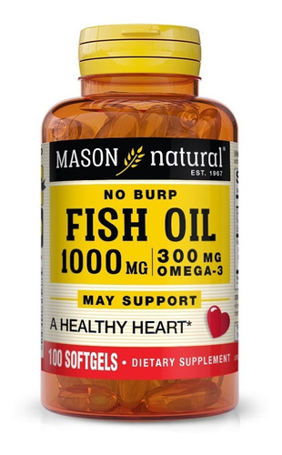 Mason Natural | Fish Oil | No Burp | 1000mg | 100 Softgels