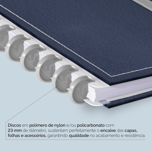 Caderno Disco Iscool Inteligente Grande Solid Touch Aço Azul