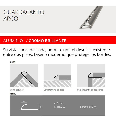 Guarda Para Baños Y Hogar Arco Aluminio Cromo Brillante