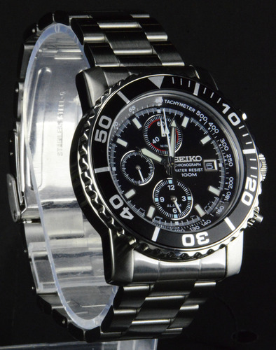 Reloj Seiko Sna225 Acero Japones 100m De Profundidad En Agua Plateado Negro Negro