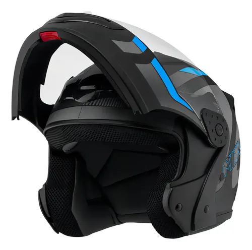 Capacete Robocop Escamoteavel Fechado Mixs Gladiator Delta S Cor Cinza Azul Fosco Tamanho Do Capacete