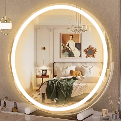 Hasipu Espejo de tocador con luces, espejo de maquillaje LED de 10 x 12  pulgadas, espejo de maquillaje iluminado con luces, control táctil