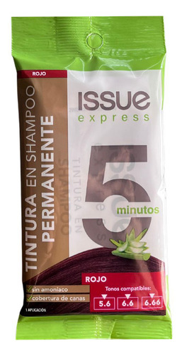 Tintura Shampoo Issue Color Express 5 Minutos Sin Amoniaco Tono Rojo