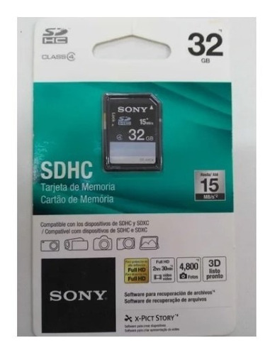 Cartão Sdhc Sony 32gb Leitura 15mb/s Lacrado Blister C/nf