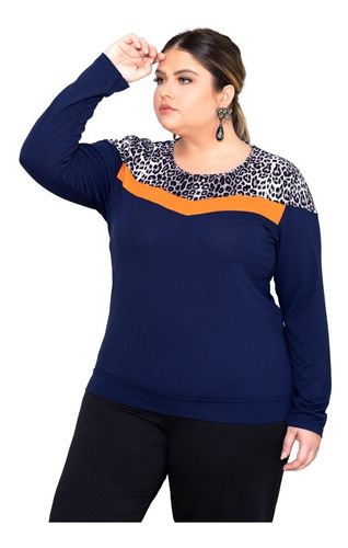 Blusa Moda Evangélica Plus Size Suede Oncinha Camisa Social