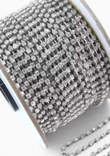 Corrente De Strass Ss22 - 125 Metros - Cor Prata