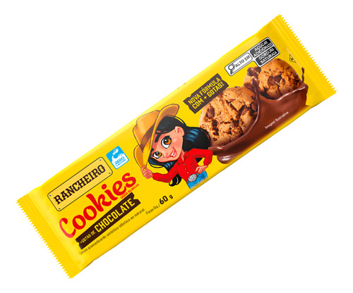 Cookies Rancheiro Biscoito Zero Lactose Gotas Chocolate 60g