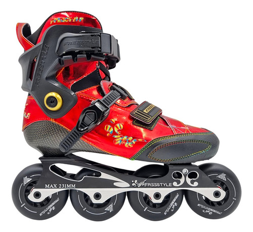 Patin Freestyle Yjs Rojo Ruedas Negras Carbono