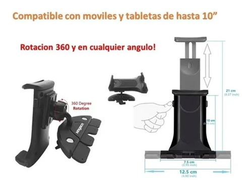 Imagen 4 de 5 de Soporte Base Celular Y Tablet Auto Hasta 10.5 Universal