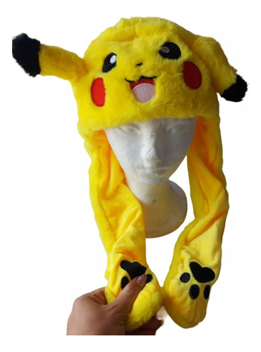 Sombrero Gorro Peluche Pikachu Luminoso Orejas Movíles 58cm