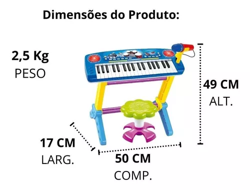 Piano Infantil Com Banquinho Importway Rosa