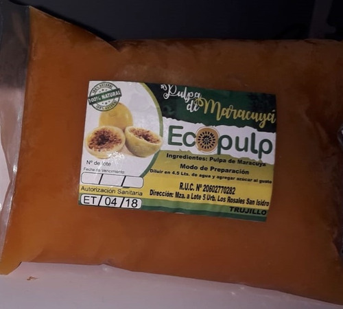 Pulpa De Maracuya - Eco Pulp. 100% Natural, Sin Preservantes
