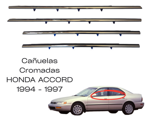 4 Cañuelas Externas Cromadas Honda Accord 1996 Molduras Oem
