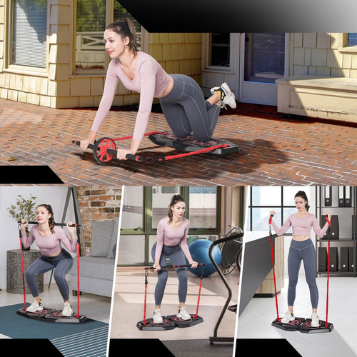 Gimnasio En Casa Gymax Con Tabla Para Flexiones Con Bolsa Estructura Negro/rojo Tapizado Negro