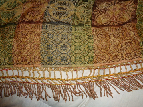 Imagen 7 de 9 de Antigua Manta Colcha De Seda Adamascada Con Motivos Egipcios