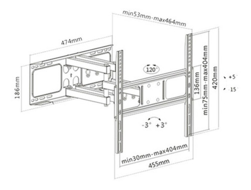 Imagen 2 de 2 de Soporte IOFI SP-47 de pared para TV/Monitor de 32" a 75" negro