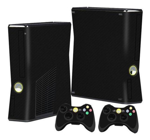 Skin Adesivo Xbox 360 Slim Fibra De Carbono Preto