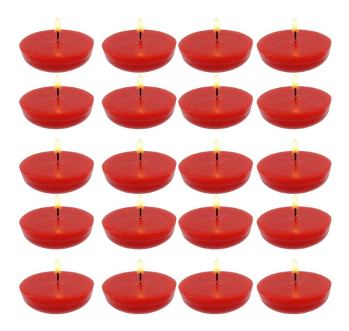 20 Velas Flotantes Color Rojo Aluzza